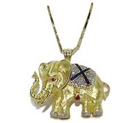 Never say Never Superbe éléphant en or jaune 18 carats avec une chaîne en or massif de 50,00 cm. Total : 37,20 grammes d'or 18 carats.