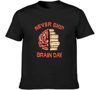 Never Skip Brain Day Philosophy Studying Reading Men T-Shirt Printed Camiseta Tee Top Black M