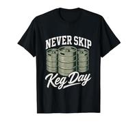 Never Skip Keg Day Funny College Drinking Frat Party Meme T-Shirt Graphique avec Valeur, Homme, Noir, S