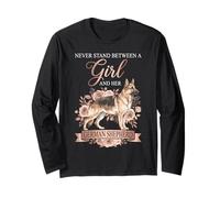 Never Stand Between A Girl and Her German Shepherd Floral Manche Longue