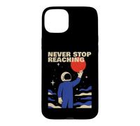 Never Stop Atteindre Retro Astronaute Space Cosmos Motivation Coque pour iPhone 15 Plus