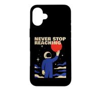 Never Stop Atteindre Retro Astronaute Space Cosmos Motivation Coque pour iPhone 16 Plus