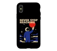Never Stop Atteindre Retro Astronaute Space Cosmos Motivation Coque pour iPhone X/XS