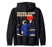 Never Stop Atteindre Retro Astronaute Space Cosmos Motivation Sweat à Capuche