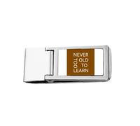 Never Too Old Too Learn Porte-billets fin en acier inoxydable Art déco