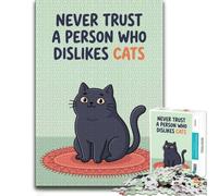 Never Trust a Person Who Dislikes Cats Puzzle en Bois, 1000 pièces | Le tri par zones du motif: une organisation plus simple des pièces pendant une soirée calme.