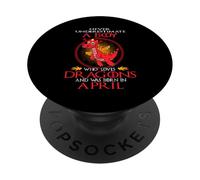Never Underestimate A Boy Loves Dragons Born in April PopSockets PopGrip Adhésif