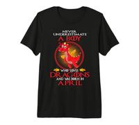 Never Underestimate A Boy Loves Dragons Born in April T-Shirt Haut de Gamme