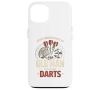 Never Underestimate an Old Man Darts Funny Dart Player Coque pour iPhone 13