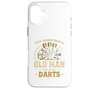 Never Underestimate an Old Man Darts Funny Dart Player Coque pour iPhone 16 Plus