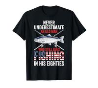 Never Underestimate an Old Man Fishing in His Eighties T-Shirt