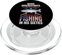 Never Underestimate an Old Man Fishing in His Sixties PopSockets PopGrip pour MagSafe