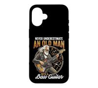 Never Underestimate an Old Man with A Bass Guitar Player Dad Coque pour iPhone 16