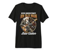 Never Underestimate an Old Man with A Bass Guitar Player Dad T-Shirt Haut de Gamme