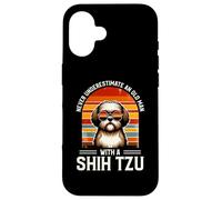 Never Underestimate an Old Man with A Shih Tzu Coque pour iPhone 16