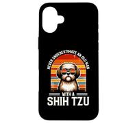 Never Underestimate an Old Man with A Shih Tzu Coque pour iPhone 16 Plus