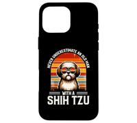 Never Underestimate an Old Man with A Shih Tzu Coque pour iPhone 16 Pro Max