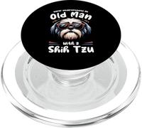 Never Underestimate an Old Man with A Shih Tzu PopSockets PopGrip pour MagSafe