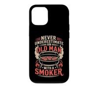Never Underestimate an Old Man with A Smoker Funny Pitmaster Coque pour iPhone 12/12 Pro