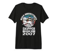 Never Underestimate Skipper Né en 2007 Skippertraining T-Shirt Haut de Gamme