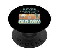 Never Underestimate The Old Guy Disc Golf Retro PopSockets PopGrip Adhésif