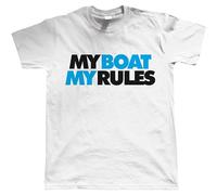 neverchange Men's My Boat My Rules Funny Mens Sailing T Shirt T-Shirts White 3XL