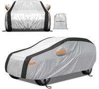 NEVERLAND Bâche Voiture SUV XL Imperméable 2500PA - Housse Extérieure 210D Oxford Argent/Noir, Anti-UV et Intempéries avec Bandes Orange pour Peugeot 5008, BMW X5, Audi Q7 | 510cm