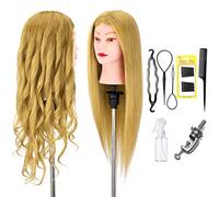 Neverland Beauty 56cm 100% Cheveux Naturels Têtes d'exercice Tête À Coiffer Coiffure Cosmétologie Pratique Mannequin Tête Poupée avec Support & DIY Hairdressing Outils Accessoires Set #27