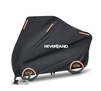 NEVERLAND Housse Moto XL Imperméable 210D - Protection UV, Pluie et Poussière - Bâche avec Bandes Réfléchissantes Orange et Trous de Serrure - pour Moto Routière, Trail et Scooter Maxi