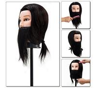 Neverland Tête à Coiffer Professionnelle Mannequin Homme Poupée Tête d’exercice Coiffure avec Barbe - 100% Cheveux Humains Pour Étude Professionnel dans la Cosmétologie Noir #2