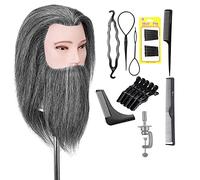 Neverland Tête de coiffure mâle 100 % cheveux humains avec barbe Tête de coiffeur Tête de poupée Tête de poupée Tête d'exercice Tête de mannequin Tête de table 10 pouces