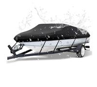 NEVERLAND Trailerable Boat Cover Waterproof Heavy Duty Marine Grade Polyester Canvas Fits V Shape/V-Hull and Tri-Hull Runabouts, Pro-STYL, Bass Boats (Boat Length 17-19ft, Beam Width up to 102",Black)