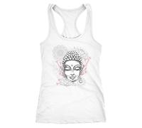Neverless Débardeur pour femme Bouddha Tête de Bouddha Mandala Racerback - Blanc - Small
