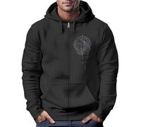 Neverless® Fenrir Mythologie Nordique Viking Veste zippée à capuche pour homme, Fenrir Boussole Noir, M