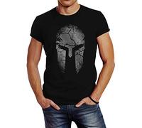 Neverless® Sparta T-shirt pour homme avec imprimé casque Spartan Warrior Fashion Streetstyle - Noir - Large