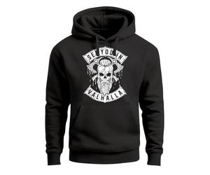 Neverless® Sweat à capuche pour homme avec imprimé tête de mort Valhalla Odin Runes Viking, See You in Valhalla Black, XL