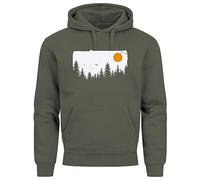 Neverless® Sweat à capuche pour homme Forêt Arbres Outdoor Aventure Aventure Nature Aventure Mode Streetstyle, Vert olive, M