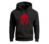 Neverless® Sweat à capuche pour homme imprimé casque Sparta avec imprimé gladiateur guerrier guerrier spartiate mode streetstyle, Sparta noir/rouge, XXXXXL