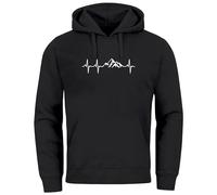 Neverless® Sweat à capuche pour homme imprimé randonnée montagne battement de cœur extérieur motif homme mode, Berg Heart Battement Noir, M