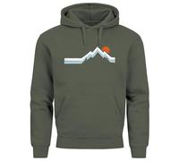 Neverless® Sweat à capuche pour homme Montagne Randonnée Nature Extérieur Imprimé Muscle T-shirt Mode Streetstyle, Mountain Sun Olive, XL