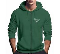 Neverless® Sweat à capuche zippé pour homme avec impression polygone motif origami pour hommes mode street style, Oiseau origami Bottle-green, XL