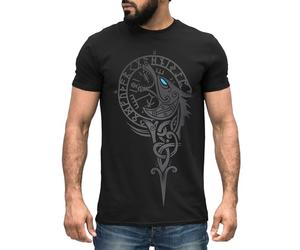 Neverless® T-shirt berserker ours Viking guerrier Odin Thor Valhalla Runes Valknut Mythologie nordique, Boussole Fenrir Noir, XL