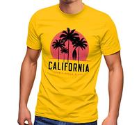 Neverless® T-shirt California Palmen Santa Monica Beach été Soleil Fashion Streetstyle - Jaune - Large