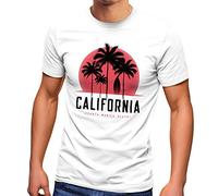 Neverless® T-shirt California Palmiers Santa Monica Beach pour homme, California blanc., S