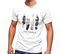 Neverless® T-shirt de surf California Surfing Californie Fashion Street Style, Surf California Blanc, M