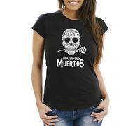 Neverless T-shirt pour femme Sugar Skull Dia De Los Muertos - Coupe slim - Noir - XX-Large