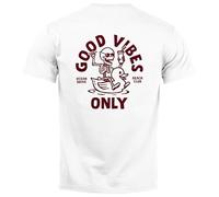 Neverless® T-shirt pour homme avec imprimé « Good Vibes Only Quitsche-Canard » - Imprimé dans le dos - Mode d'été - Style urbain, Good Vibes Dos Blanc, 3XL