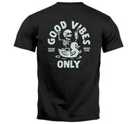 Neverless® T-shirt pour homme avec imprimé « Good Vibes Only Quitsche-Canard » - Imprimé dans le dos - Mode d'été - Style urbain, Good Vibes Dos Noir, XL