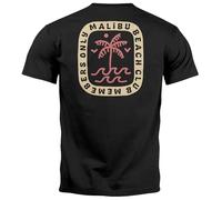 Neverless® T-shirt pour homme avec imprimé graphique style surfeur Malibu Beach été soleil mode, Malibu Beach Noir, M