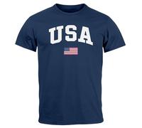 Neverless® T-shirt pour homme avec inscription USA College Retro US Flag America Fashion Streetstyle, bleu marine, L